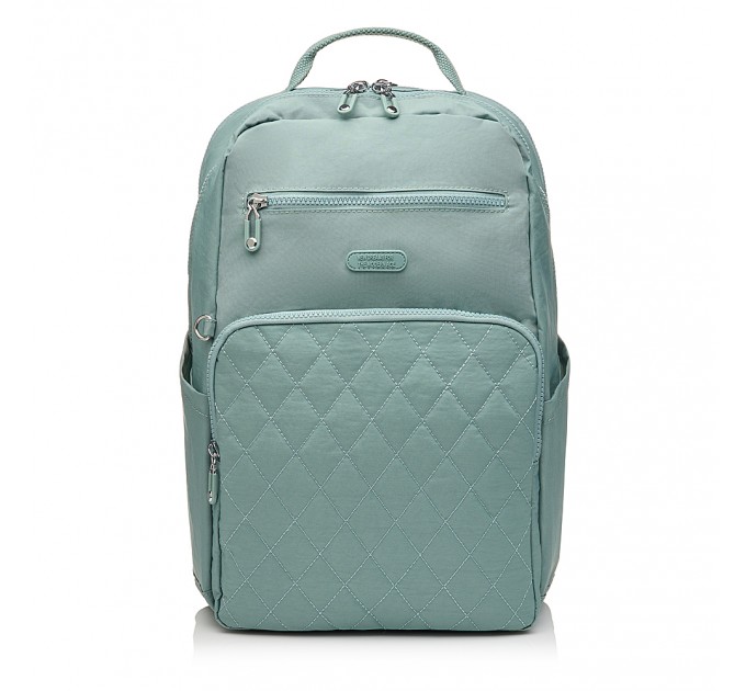 Рюкзак женский из полиэстера зеленый BAGS4LIFE 88001 со стеганным карманом