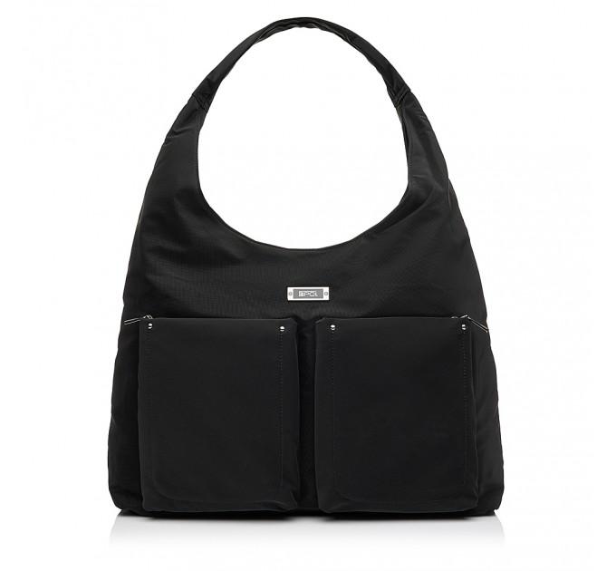 Женская сумка-шоппер из полиэстера черная EPOL 6116-04 с накладными карманами
