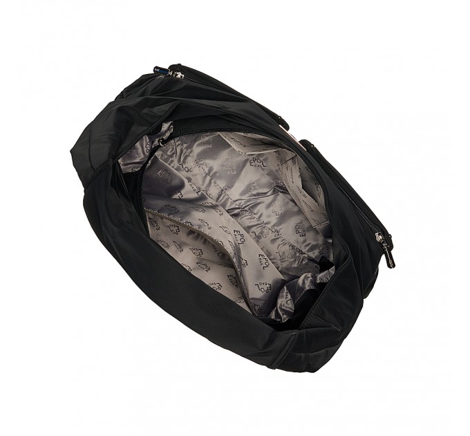 Женская сумка-шоппер из полиэстера черная EPOL 6116-04 с накладными карманами