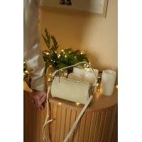 Жіноча сумка-барильце з натуральної шкіри молочна BAGS4LIFE 3313