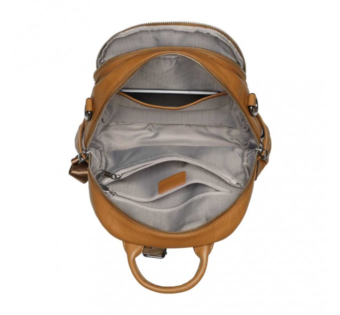 Рюкзак жіночий з натуральної шкіри бежевый BAGS4LIFE Z0017 карамель