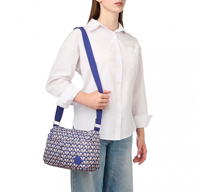 Сумка-мессенджер женская из полиэстера синяя BAGS4LIFE 91506 с узором