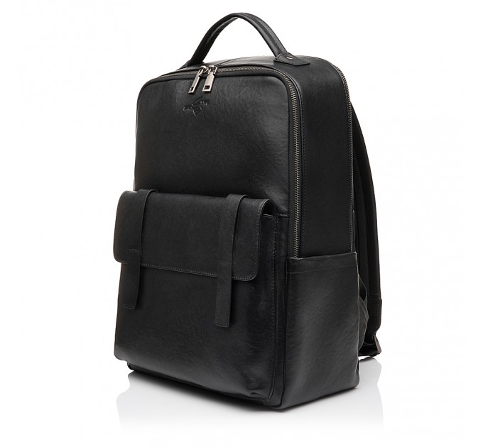 Деловой мужской рюкзак-портфель с натуральной кожи черный BAGS4LIFE MAN 6823
