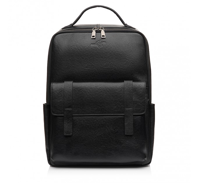 Деловой мужской рюкзак-портфель с натуральной кожи черный BAGS4LIFE MAN 6823