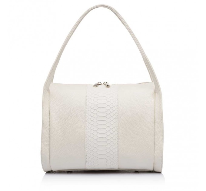 Кожаная сумка женская Vito Torelli 1042-1 бело-бежевая питон