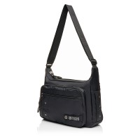 Чоловіча сумка з поліестера чорна VOLUNTEER 1876-06 з кишенею