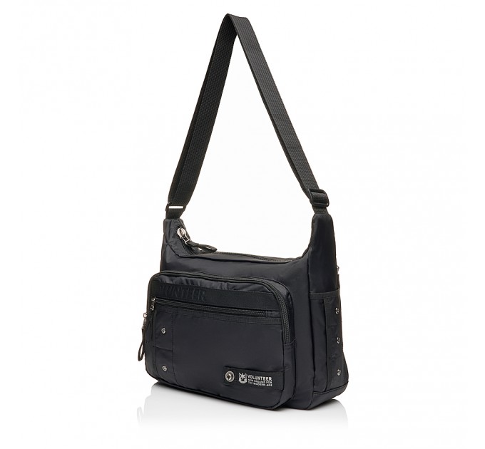 Чоловіча сумка з поліестера чорна VOLUNTEER 1876-06 з кишенею