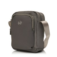 Сумка крос-боді вертикальна жіноча з поліестера сіро-зелена EPOL 6105-05 з кишенею