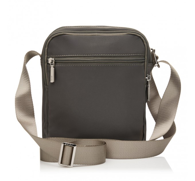 Сумка кросс-боди вертикальная женская из полиэстера серо-зеленая EPOL 6105-05 с карманом