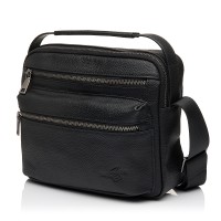 Чоловіча сумка з натуральної шкіри чорна BAGS4LIFE MAN 7177 з короткою ручкою