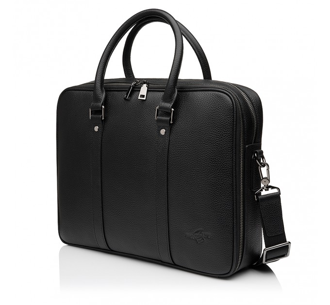 Чоловіча сумка-портфель з натуральної шкіри чорна BAGS4LIFE MAN 6048-3