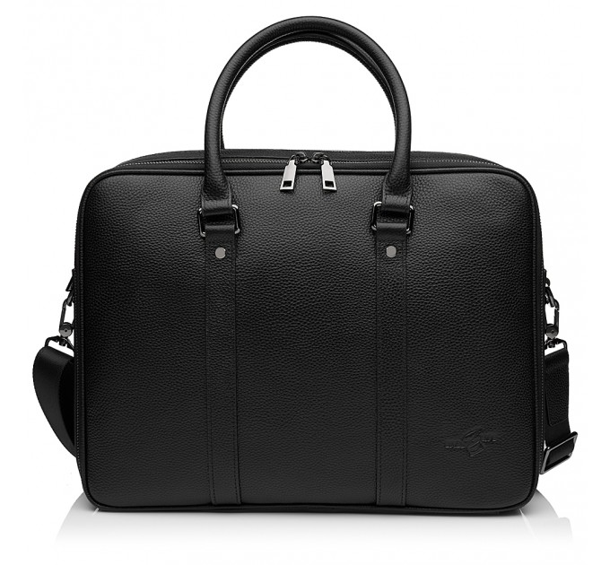 Чоловіча сумка-портфель з натуральної шкіри чорна BAGS4LIFE MAN 6048-3