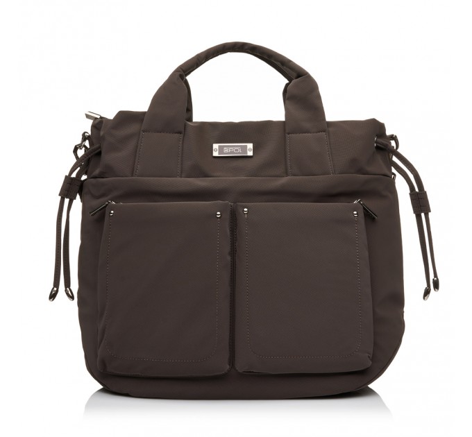 Жіноча сумка-тоут з поліестера коричнева EPOL 6116-01 з затяжкою