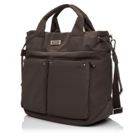 Жіноча сумка-тоут з поліестера коричнева EPOL 6116-01 з затяжкою