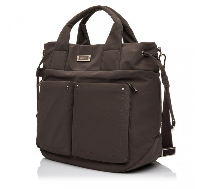 Жіноча сумка-тоут з поліестера коричнева EPOL 6116-01 з затяжкою