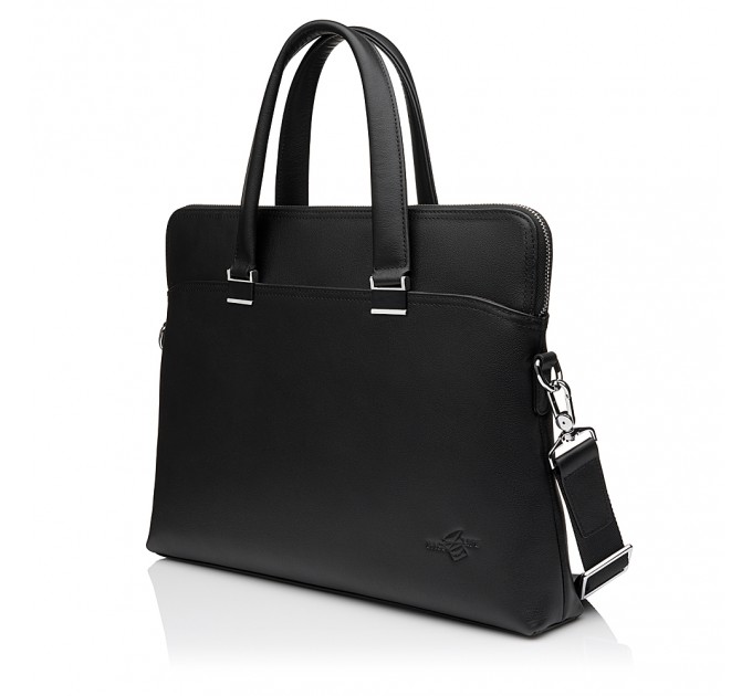Чоловіча сумка-портфель з натуральної шкіри чорна BAGS4LIFE MAN 9617-3