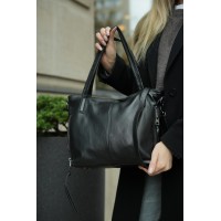 Жіноча сумка-тоут з натуральної шкіри чорна BAGS4LIFE 2036