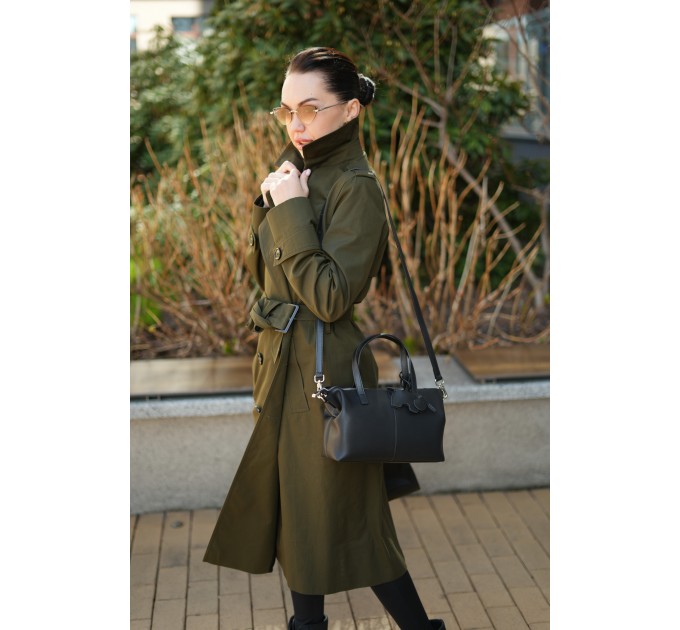 Женская сумка с натуральной кожи черная BAGS4LIFE (T) 5158 с брелком "слоненок"