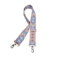 Ремінь на сумку текстильний Vito Torelli 48 орнамент ромби фіолетові сині на сірому