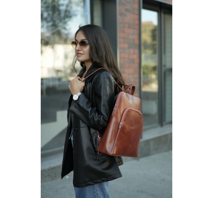 Рюкзак женский из натуральной кожи рыжий Vito Torelli 1104 2126