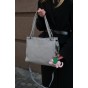 Жіноча сумка з натуральної шкіри світло-сіра BAGS4LIFE 2065 з брелоком