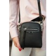 Жіноча сумка крос-боді з натуральної шкіри чорна BAGS4LIFE 6029/ВЕРТ з кишенею