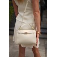 Жіноча сумка-тоут з натуральної шкіри молочна BAGS4LIFE 522 з короткою ручкою
