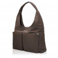 Женская сумка-шоппер из полиэстера коричневая EPOL 6116-04 с накладными карманами