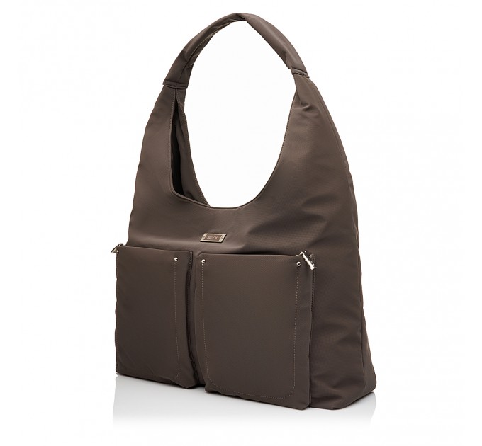 Женская сумка-шоппер из полиэстера коричневая EPOL 6116-04 с накладными карманами