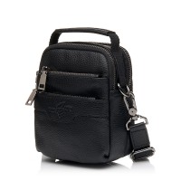 Чоловіча барсетка з натуральної шкіри чорна BAGS4LIFE MAN 6091В з короткою ручкою