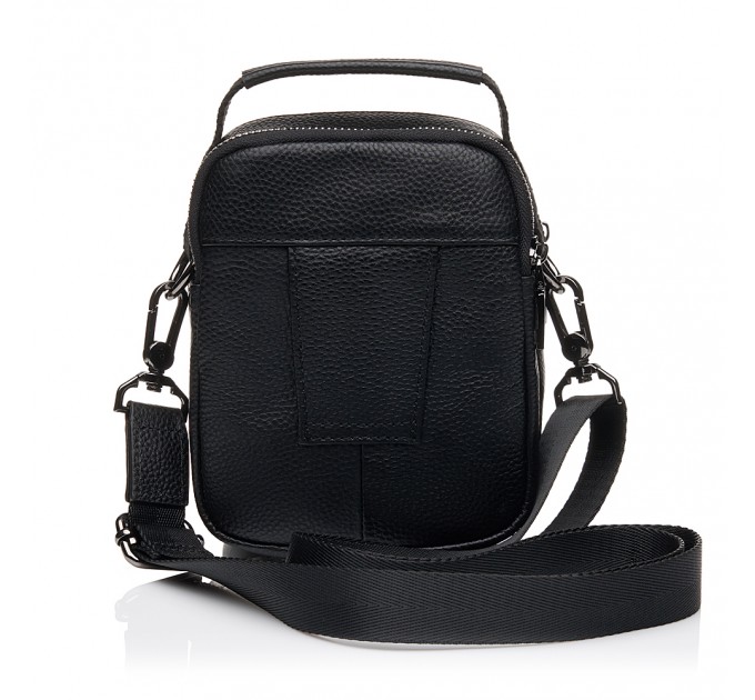 Чоловіча барсетка з натуральної шкіри чорна BAGS4LIFE MAN 6091В з короткою ручкою