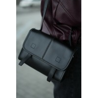 Жіноча сумка крос-боді з натуральної шкіри чорна BAGS4LIFE 9918 з клапаном