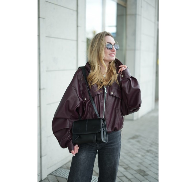 Женская сумка кросс-боди с натуральной кожи черная BAGS4LIFE 9918 с клапаном