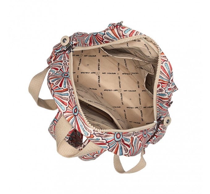 Рюкзак жіночий з поліестера бежевий принт BAGS4LIFE 91402