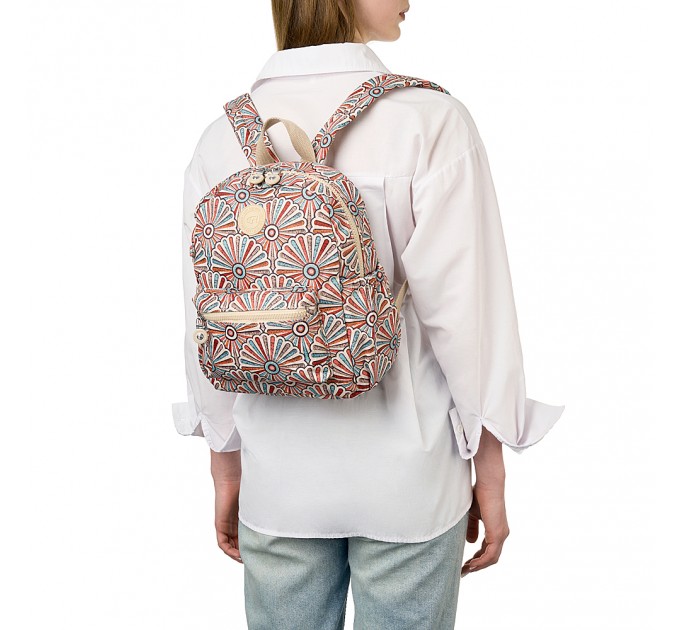 Рюкзак жіночий з поліестера бежевий принт BAGS4LIFE 91402