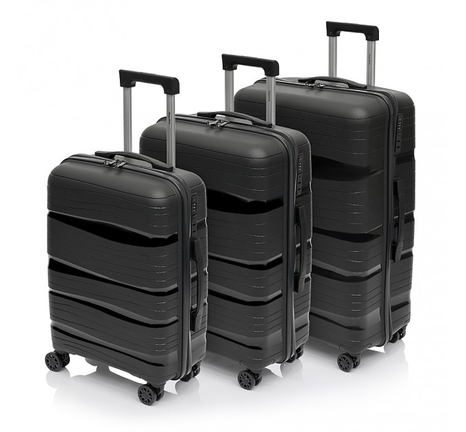 Большой чемодан из полипропилена BAGS4LIFE PP002 черный