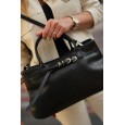 Жіноча сумка-тоут з натуральної шкіри чорна BAGS4LIFE 7019 з ремінцем