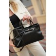 Жіноча сумка-тоут з натуральної шкіри чорна BAGS4LIFE 7019 з ремінцем