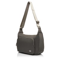 Сумка-месенджер жіноча з поліестера сіро-зелена EPOL 6105-03 з кишенею