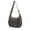 Сумка-мессенджер женская из полиэстера серо-зеленая EPOL 6105-03 с карманом