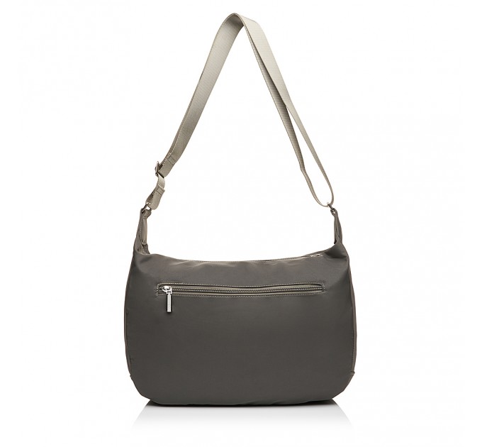 Сумка-мессенджер женская из полиэстера серо-зеленая EPOL 6105-03 с карманом