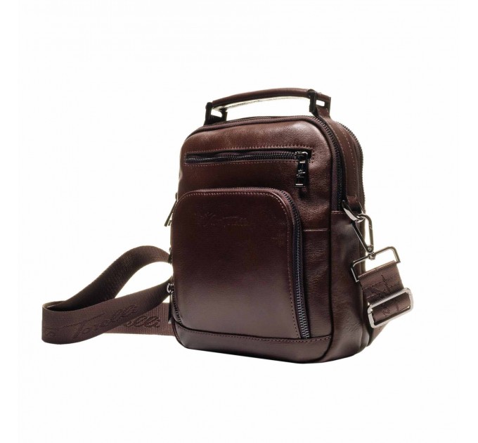 Чоловіча сумка з натуральної шкіри коричнева Vito Torelli 7004 2061