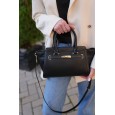 Жіноча сумка-портфель з натуральної шкіри чорна BAGS4LIFE 8302 з ремінцем та двома ручками
