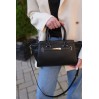 Жіноча сумка-портфель з натуральної шкіри чорна BAGS4LIFE 8302 з ремінцем та двома ручками