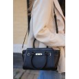 Жіноча сумка-портфель з натуральної шкіри чорна BAGS4LIFE 8302 з ремінцем та двома ручками