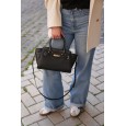 Жіноча сумка-портфель з натуральної шкіри чорна BAGS4LIFE 8302 з ремінцем та двома ручками