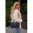 Жіноча сумка-портфель з натуральної шкіри чорна BAGS4LIFE 8302 з ремінцем та двома ручками