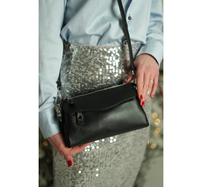 Женская сумка кросс-боди из натуральной кожи черная BAGS4LIFE 76033
