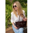 Жіноча сумка-багет з натуральної шкіри коричнева BAGS4LIFE 3018 з ремінцем