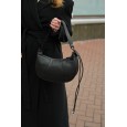 Женская сумка-хобо с натуральной кожи черная BAGS4LIFE 716С